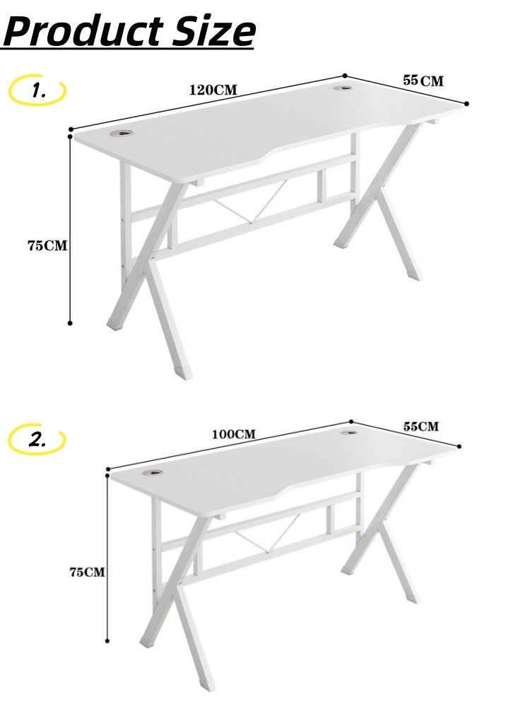 زانوتا طاولة مكتب على شكل حرف K مريحة مكتب دراسة مكتب واسع، طاولة مكتب منزلي، مكتب ألعاب، طاولة كمبيوتر طاوله قيمنق طاولة دراسة مع سطح مكتب من ألياف الكربون مثالية للطلاب واللاعبين،أبيض - Image 4